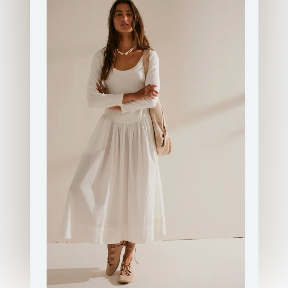 New Free People Aelia Mixed-media Midi dress